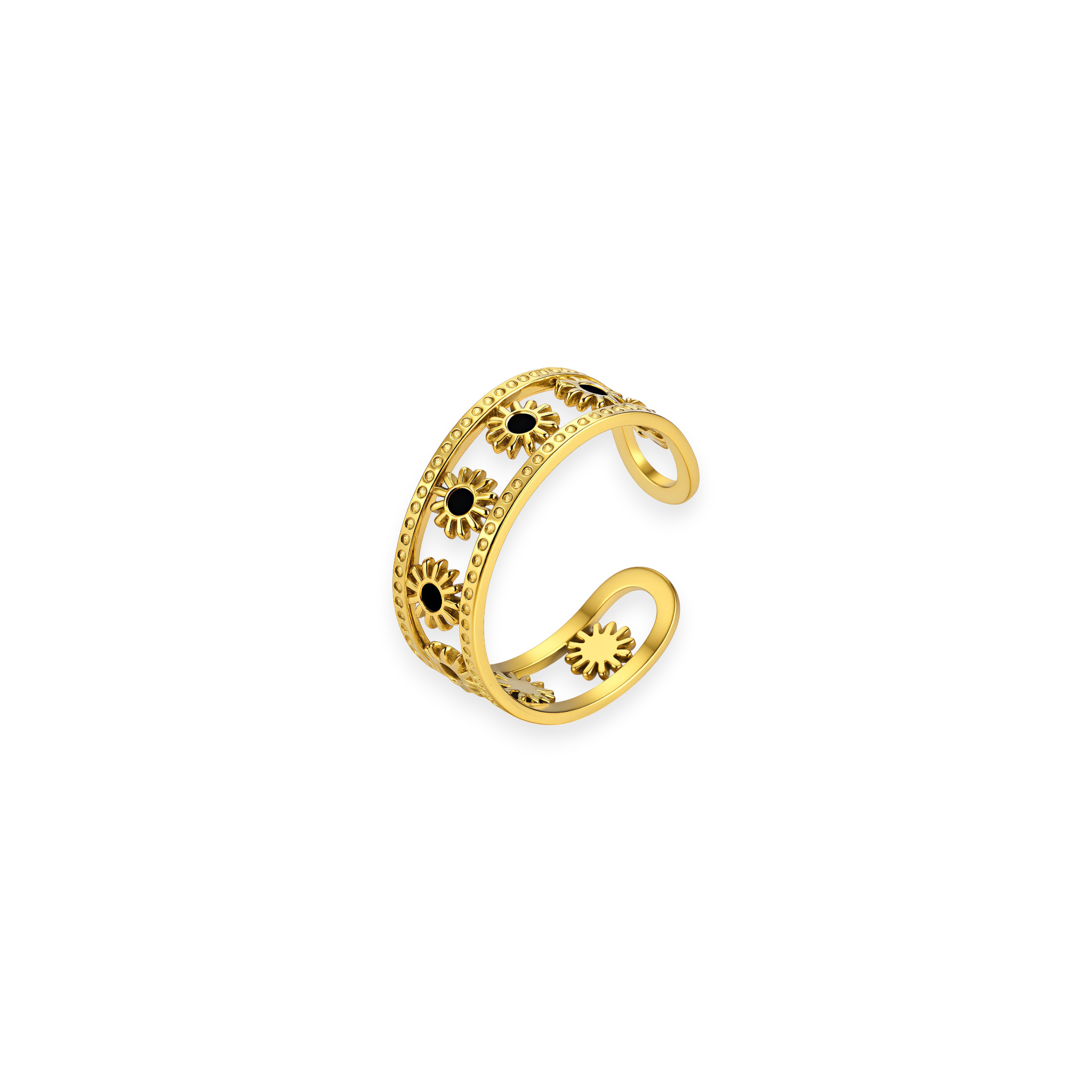 Black Flower Ring