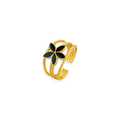 Black Flower Triple Ring