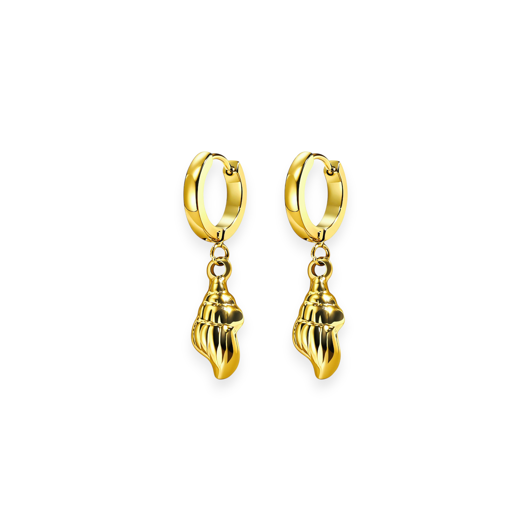 Seashell Huggie Hoops
