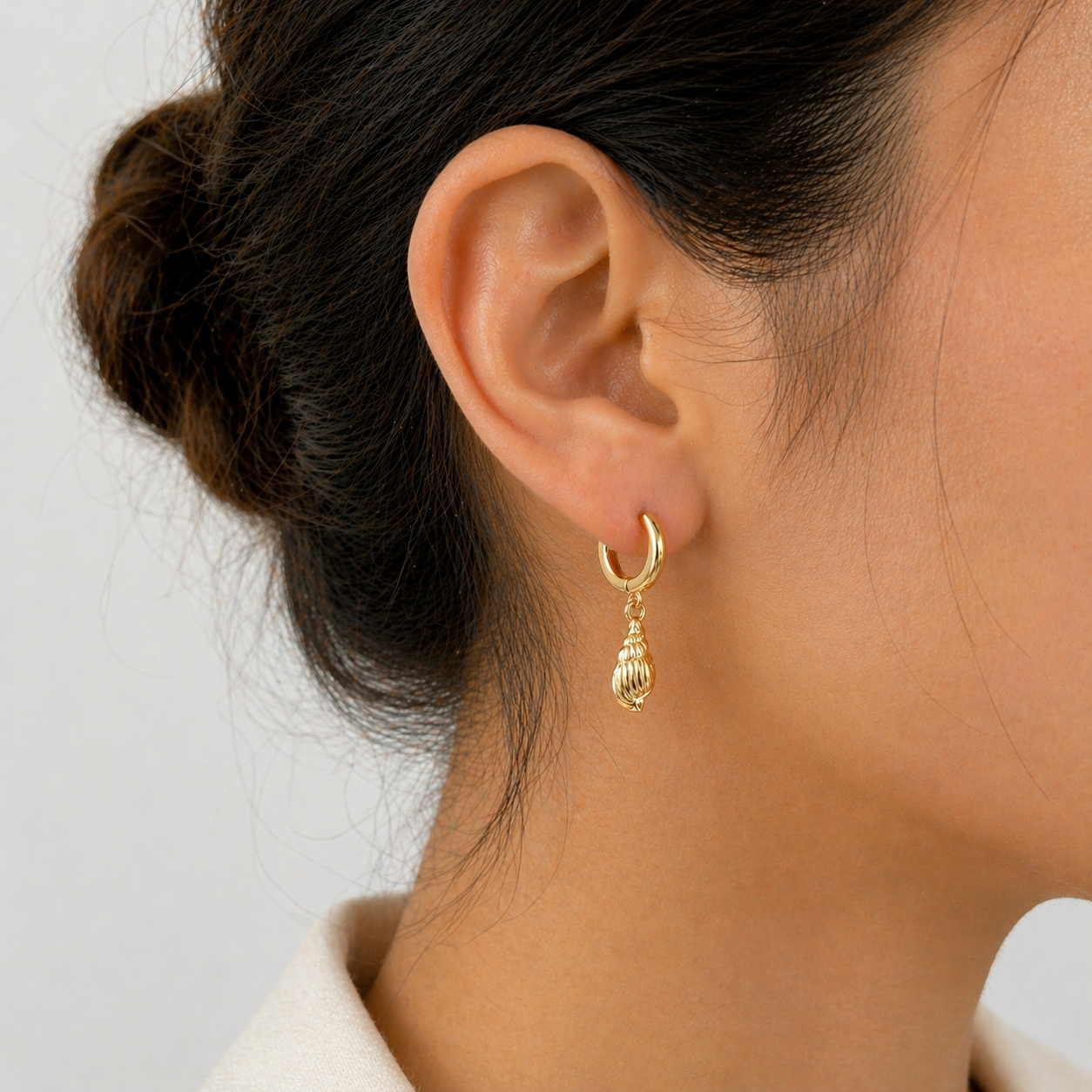 Seashell Huggie Hoops