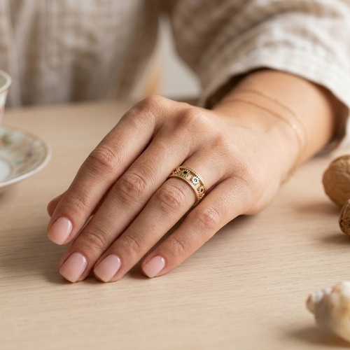 Black Flower Ring