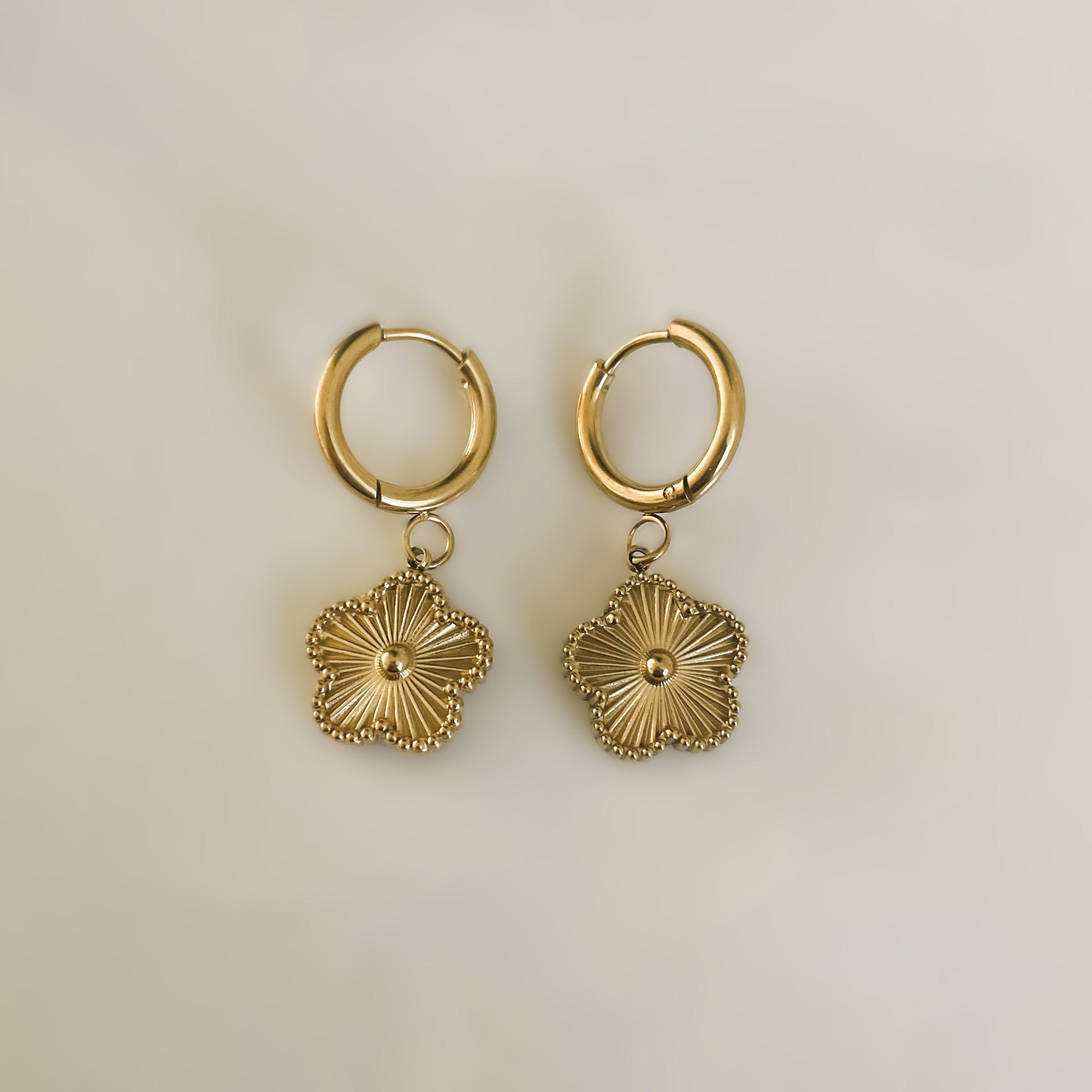 Flower Huggie Hoops